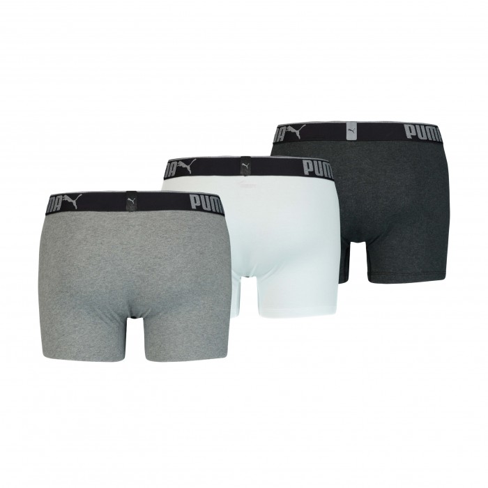  Lifestyle Sueded Cotton Boxer Shorts 3 Pack - white grey and black - PUMA 681030001-325 