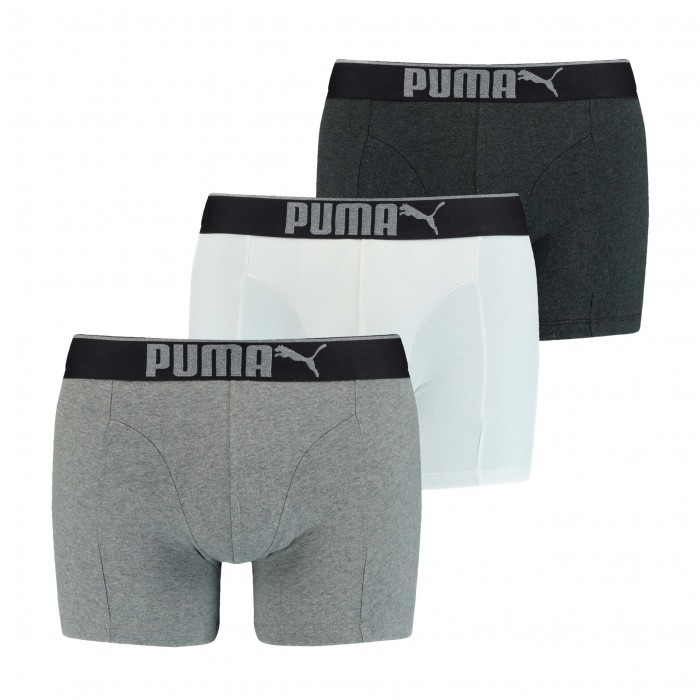  Lots de 3 boxeurs Lifestyle en coton suédé - blanc gris et noir - PUMA 681030001-325 