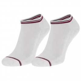  Lot de 2 paires de socquettes - blanc imprimé rayé tricolore - TOMMY HILFIGER 100001093-300 