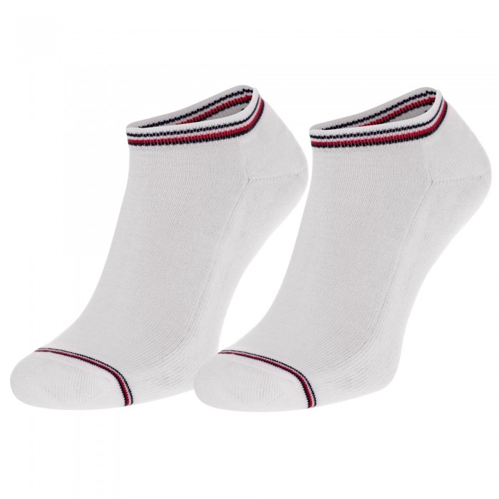  Lot de 2 paires de socquettes - blanc imprimé rayé tricolore - TOMMY HILFIGER 100001093-300 