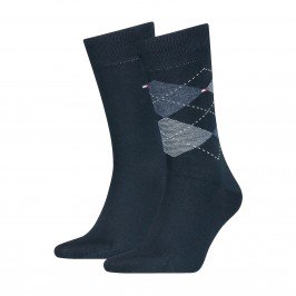  Lot de 2 paires de chaussettes écossais - bleu - TOMMY HILFIGER 100001495-356 
