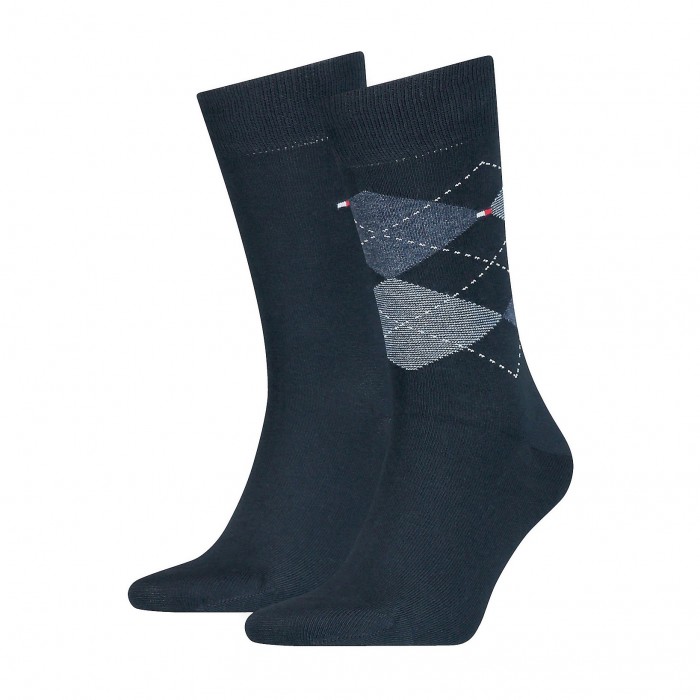  Pack de 2 pares de calcetines con diseño liso y de cuadros - TOMMY HILFIGER 100001495-356 