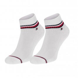  Packung mit 2 Paar Socken - weiß mit dreifarbigem Streifendruck - TOMMY HILFIGER 100001094-300 
