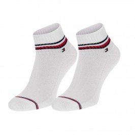  Lot de 2 paires de chaussetes - blanc imprimé rayé tricolore - TOMMY HILFIGER 100001094-300 
