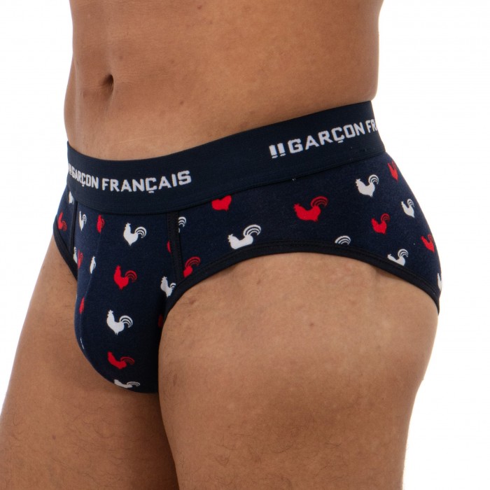  Flag Cock Brief - GARÇON FRANÇAIS SLIP18-TRICOLORE COQS 