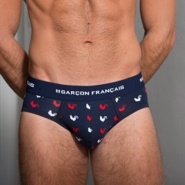  Flag Cock Brief - GARÇON FRANÇAIS SLIP18-TRICOLORE COQS 