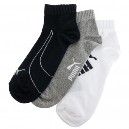  Lot de 3  paires de chaussettes PUMA Graphic Quarter - blanc gris et noir - PUMA 261091001-325 