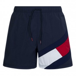 Flag Drawstring Mid Length Slim Fit Swim Shorts - navy - TOMMY HILFIGER UM0UM02048-DW5