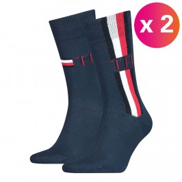  Pack de 2 pares de calcetines tobilleros con rayas - TOMMY HILFIGER 100001492-002 