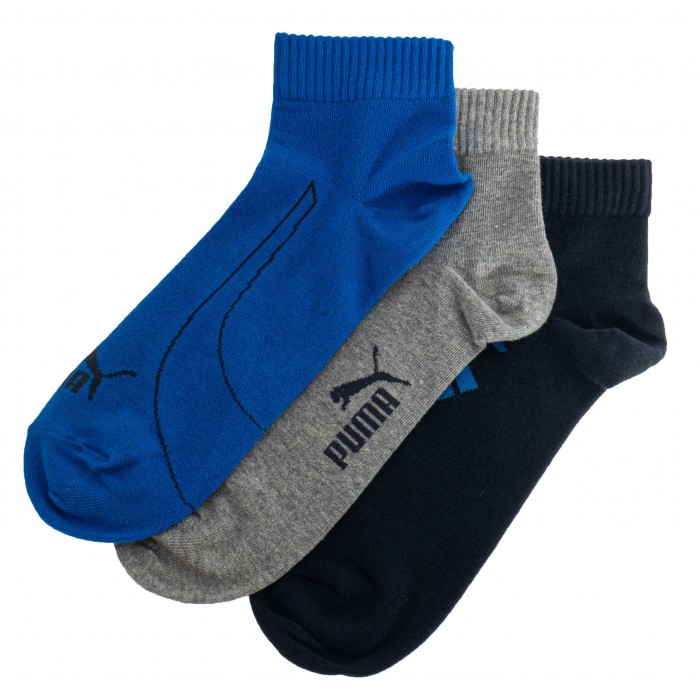  Lot de 3  paires de chaussettes PUMA Graphic Quarter - navy gris et bleu - PUMA 261091001-523 