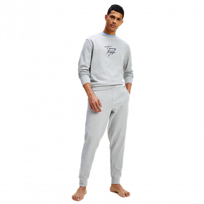  Joggers in cotone biologico con logo - grigio - TOMMY HILFIGER UM0UM01769-P6S 