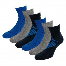 Lot de 3  paires de chaussettes PUMA Graphic Quarter - navy gris et bleu - PUMA 261091001-523 