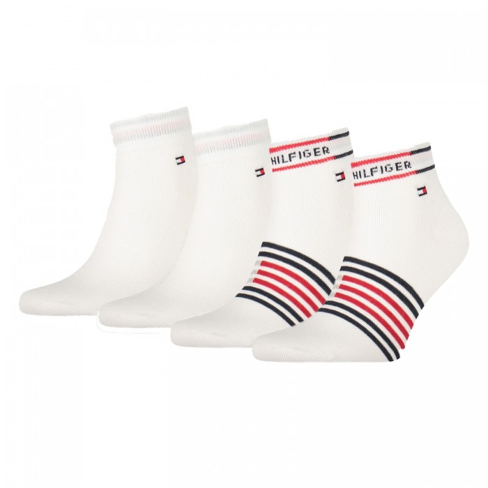  2 pack calzini sportivi corti a righe - bianco - TOMMY HILFIGER 100002212-001 