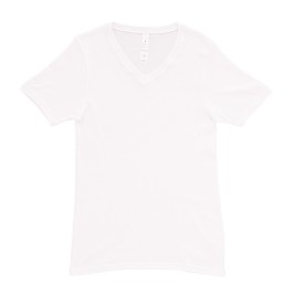 T-Shirt Col V Casual Rib - blanc - HOM 401426-0003