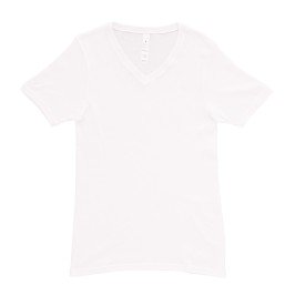 T-Shirt Col V Casual Rib - blanc - HOM 401426-0003