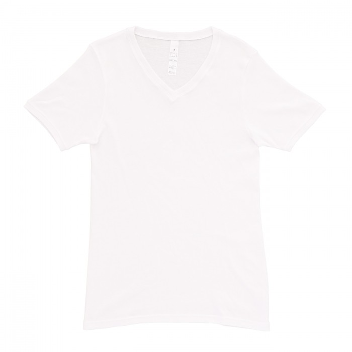 T-Shirt Col V Casual Rib - blanc - HOM 401426-0003