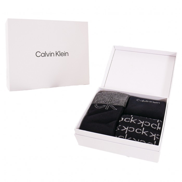  Lot de 3 paires de chaussettes avec logo - noir et gris - CALVIN KLEIN 100004543-001 