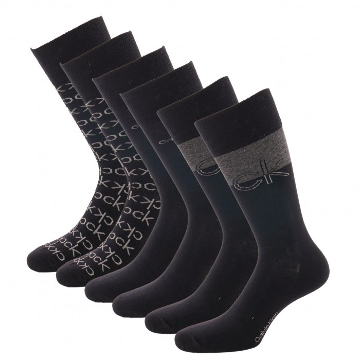  Coffret de 3 paires de chaussettes avec logo - noir et gris - CALVIN KLEIN 100004543-001 