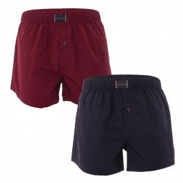  2-Pack Woven Organic Cotton Boxer Shorts - Burgundy and navy - TOMMY HILFIGER UM0UM02188-0SD - per 