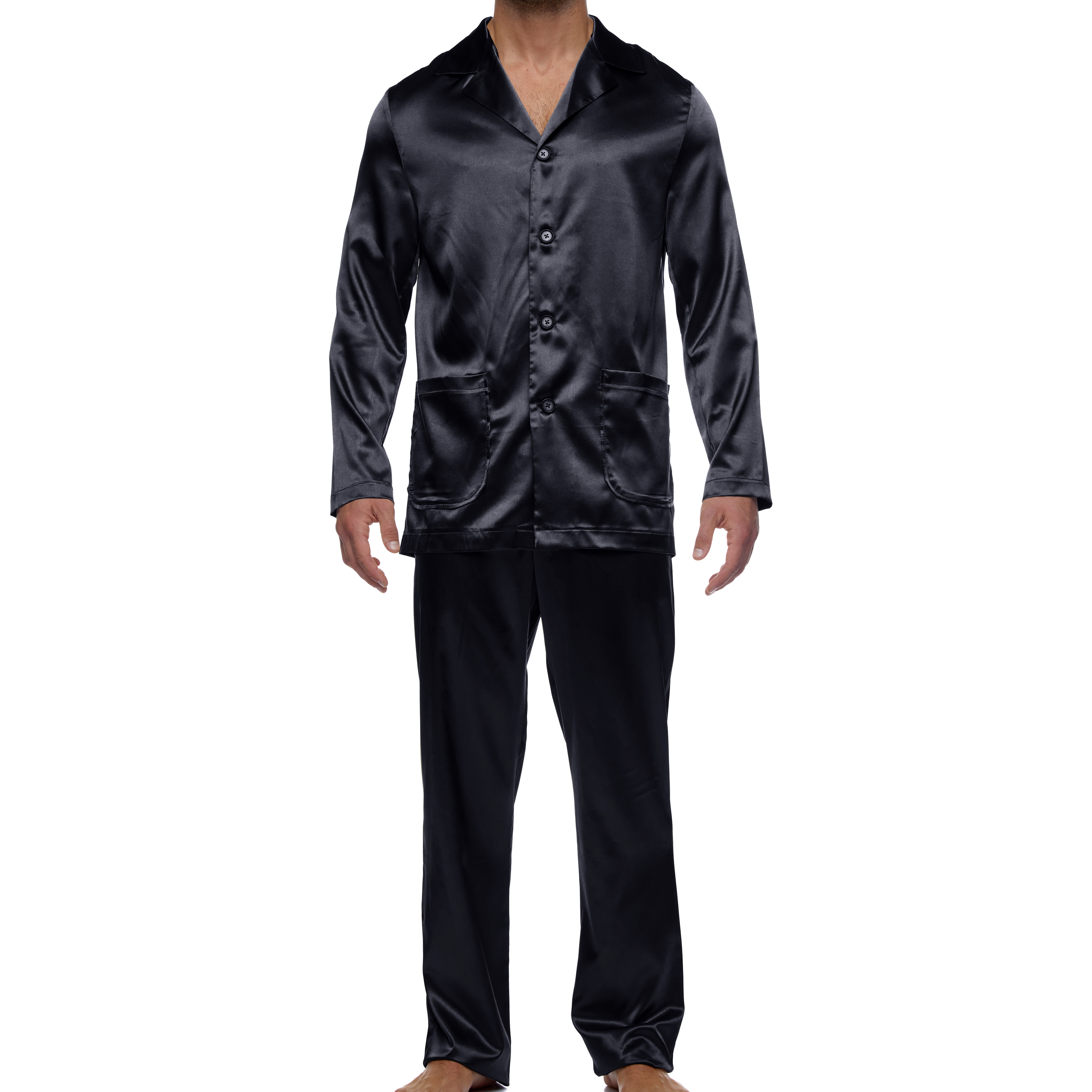 core satin - negro: Pijamas largos para hombre Modu...