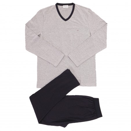 Pyjama Eden Park coton bio rayé - gris
