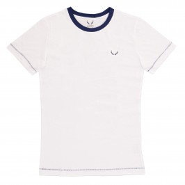 T-shirt blanc, encolure marine - BLUEBUCK TS-WF3
