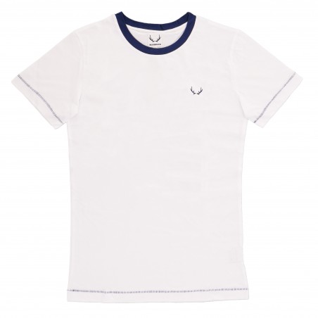 White T-shirt with Navy neckline