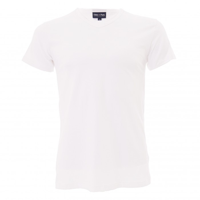 Tee-Shirt Uni col V blanc - EDEN PARK E351E60 001