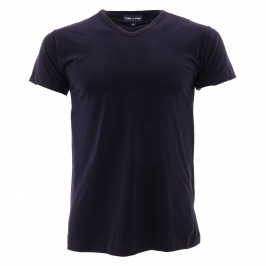 Tee-Shirt Uni col V noir - EDEN PARK E351E60 039