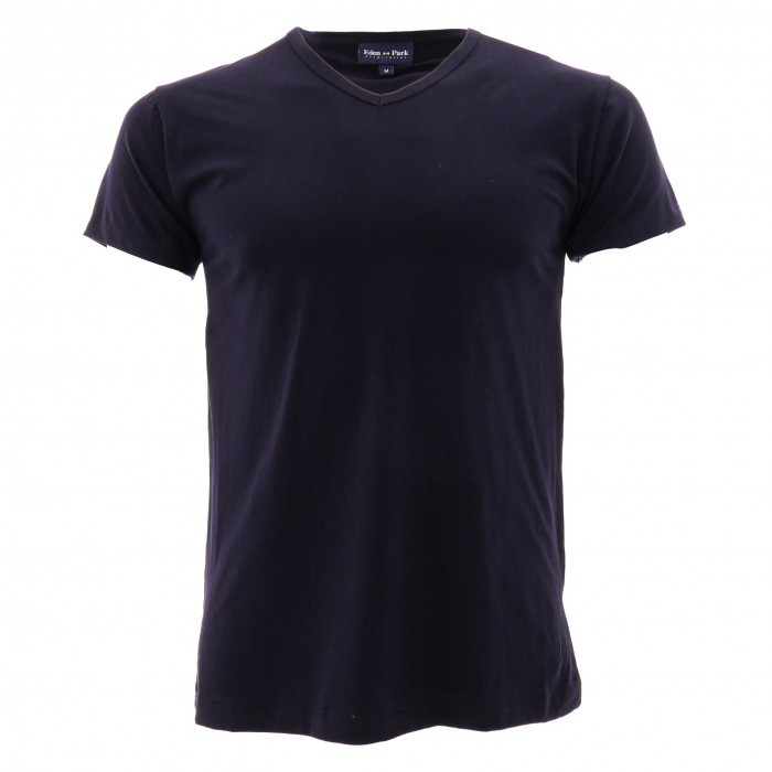 Tee-Shirt Uni col V noir - EDEN PARK E351E60 039