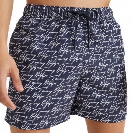  Short de bain mi-long à logo signature avec cordon de serrage - bleu marine foncé - TOMMY HILFIGER UM0UM02479-0G8 