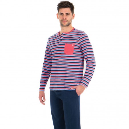 Pyjama long homme col T Casual Eminence