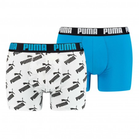 Set of 2 boxers All-Over-Print Logo - white and blue