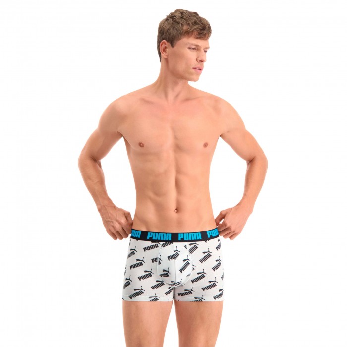  Lot de 2 boxers All-Over-Print Logo - blanc et bleu - PUMA 100001512-006 