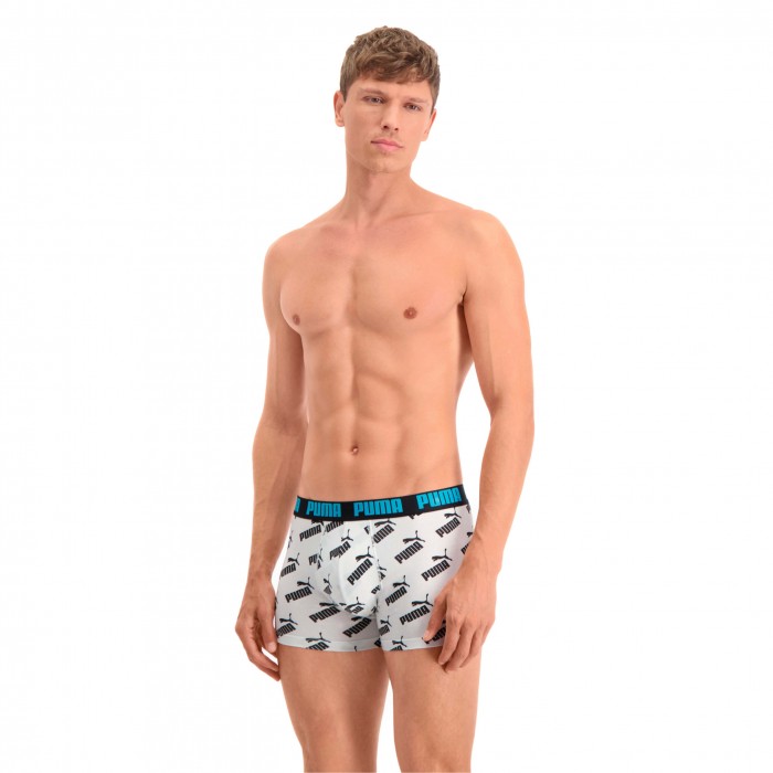  Lot de 2 boxers All-Over-Print Logo - blanc et bleu - PUMA 100001512-006 