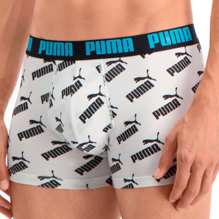  Lot de 2 boxers All-Over-Print Logo - blanc et bleu - PUMA 100001512-006 