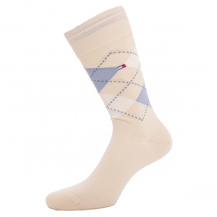  Lot de 2 paires de chaussettes écossais - beige & bleu jeans - TOMMY HILFIGER 100001495-024 