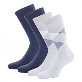 Lot de 2 paires de chaussettes écossais - bleu & bleu marine - TOMMY HILFIGER 100001495-022 