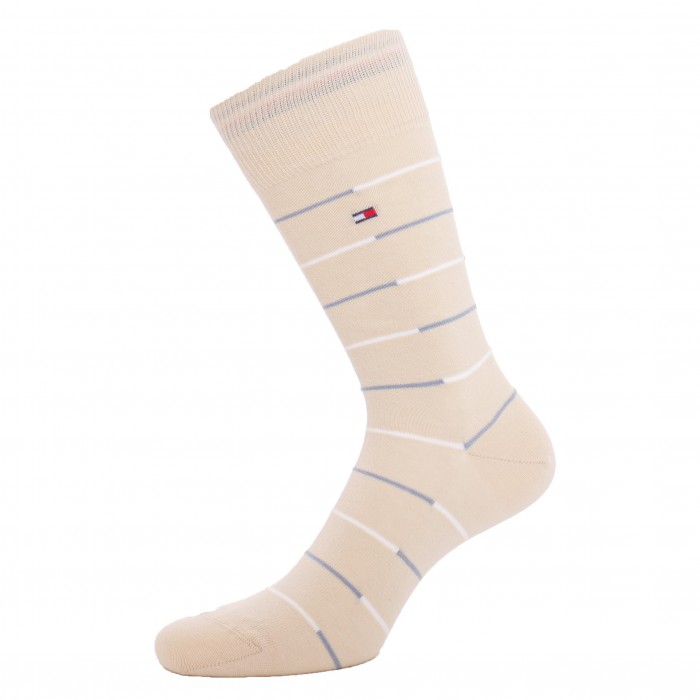  Lot de 2 paires de chaussettes à rayure - beige & bleu jeans - TOMMY HILFIGER 701218382-004 