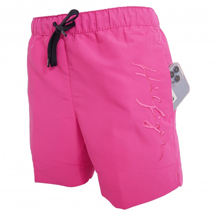 Short de bain mi-long à logo signature - rose - TOMMY HILFIGER UM0UM02299-TO8