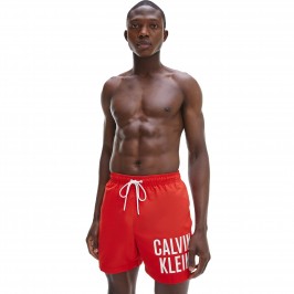  Short de bain mi-long avec cordon de serrage Intense Power  - rouge - CALVIN KLEIN KM0KM00701-XNL 