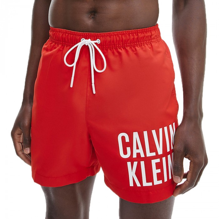  Pantaloncini da bagno con cordoncino medio Intense Power - rosso - CALVIN KLEIN KM0KM00701-XNL 