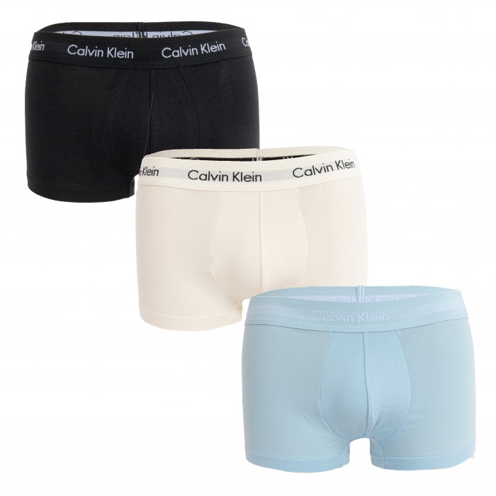  Set of 3 boxers low waist Cotton Stretch - blue, black and white - CALVIN KLEIN U2664G-1WC 