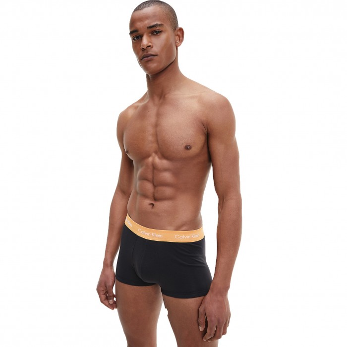  Lot de 3 boxers taille basse Cotton Stretch - ceinture orange, bleu et kaki - CALVIN KLEIN U2664G-1TU 