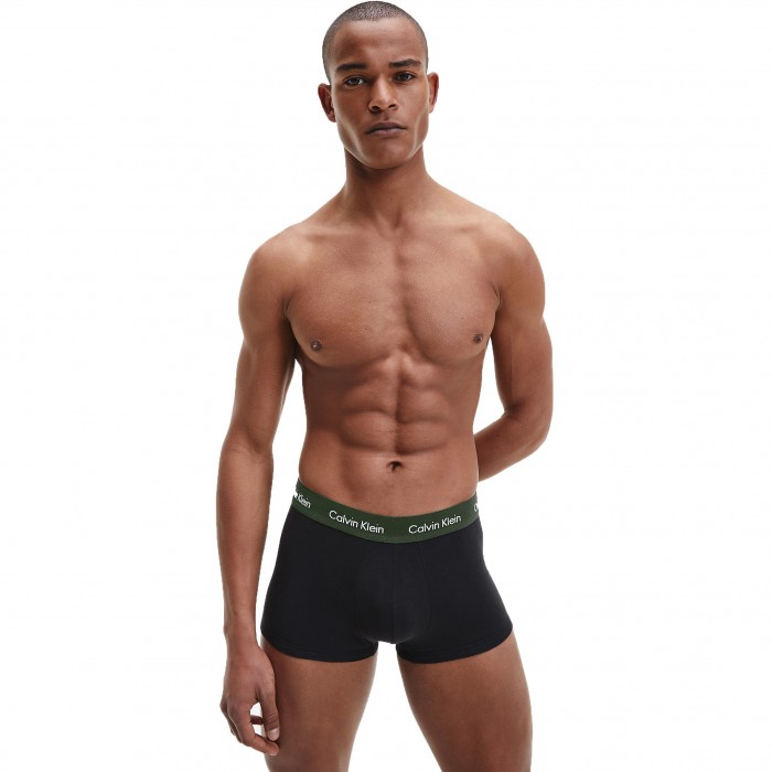  Juego de 3 boxers de cintura baja Cotton Stretch - cinturón azul, najanra y caqui - CALVIN KLEIN U2664G-1TU 