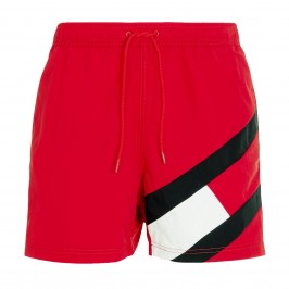 Flag Drawstring Mid Length Slim Fit Swim Shorts - red - TOMMY HILFIGER UM0UM02048-XLG