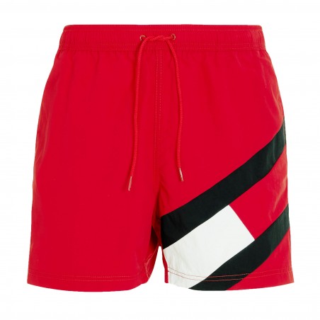 Bañador de corte slim con cordón y logo - rojo