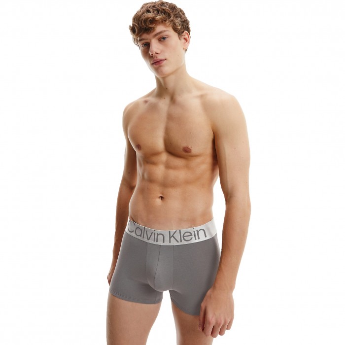  3 Pack Trunks Steel Cotton - grey, red and blue - CALVIN KLEIN NB3130A-109 