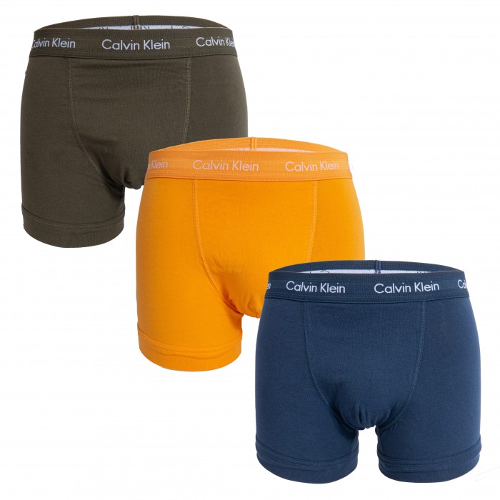  Set of 3 Boxers Cotton Stretch - khaki, orange and blue - CALVIN KLEIN U2662G-208 