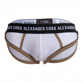 Slip blanc / marron mesh - ALEXANDER COBB 10CS-05